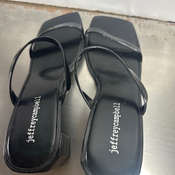 NEW Jeffrey Campbell Block Heel Slide Sandal Jelly Strappy Square Toe Jamm Black - Picture 6 of 10